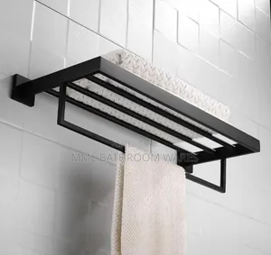 Square Shape Black Multiple Towel Rack