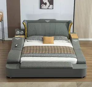 New Leather Electric Multifunctional Storage Bed With Refrigerator
