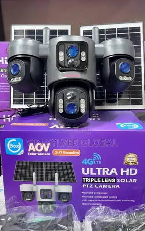 Complete Three Lens Ubox App Solar CCTV Camera 4g