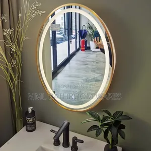 Framed Gold Circle Shape Led Mirrors