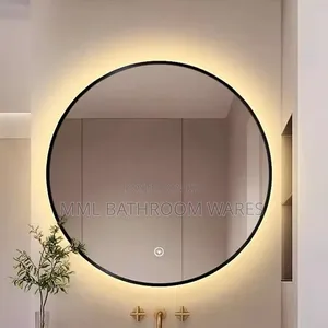 Black Framed Round Led Mirrors With Backlight