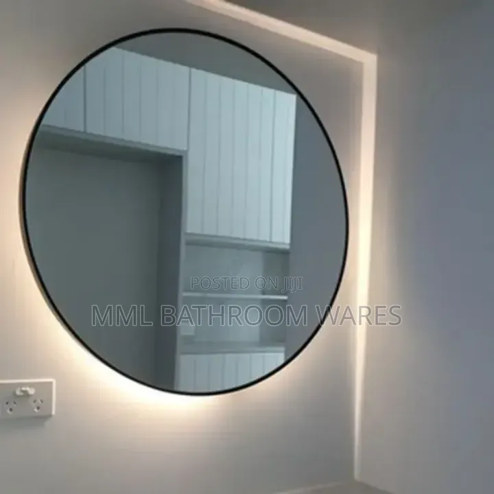 Black Framed Round Led Mirrors With Backlight