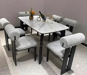 Quality Dinning Table With Fabric Six Seater Chair