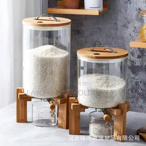 Glass Food Storage Container With Dispenser and Glass Cup