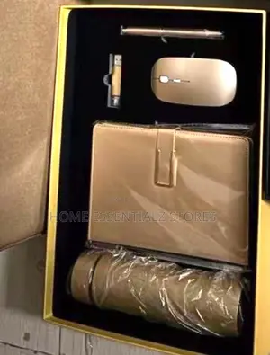 5-in-1 Corporate Gift Set- Flask, Notebook, Pen, Mouse Usb in Gift Box