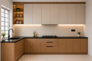 L-Shape Kitchen Cabinet With Accessories