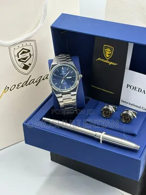 Poedagar Classic Gift Set-Watch, Cufflinks, Pen