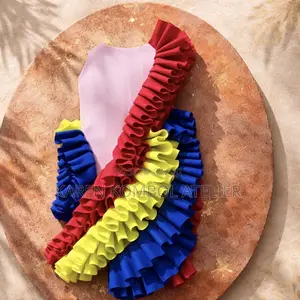 Luxury Girls Multicolor Ruffle Couture Dress | Designer Party Gown