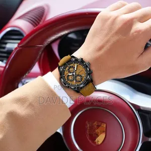 Original Poedagar Cchronograph Leather Men's Wristwatch