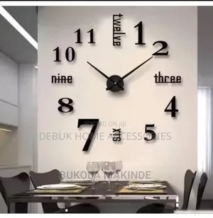 Black 120cm Diy 3d Wall-Clock