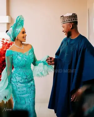 Premium Turquoise Navy Traditional Couple Set