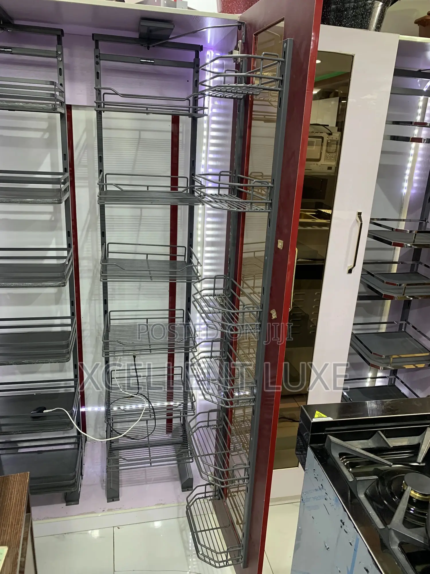 Grey Pull-out Pantry Storage Shelves