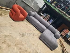 Luxury L-Shaped Sofa Fabric Chair With Single Seater