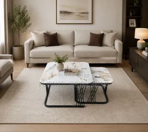 Luxury 2-in-1 Faux-Marble Nesting Coffee Table Set