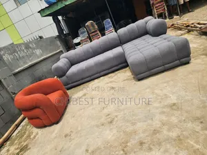Standard L-Shaped Sofa Fabric Chair With Single Seater