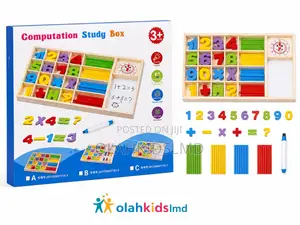 Computation Study Box – Wooden Math Numbers, Counting Sticks Clock