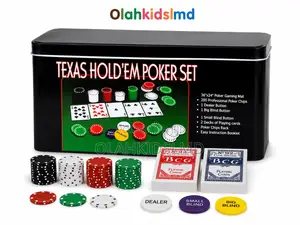 Texas Hold’Em Poker Set – 200 Chips, Gaming Mat, Cards Blind Buttons