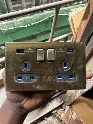 2-Gang Antique Brass Socket + Usb