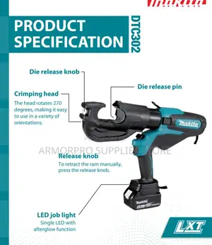 Makita 18v Cordless Hydraulic Cable Crimper