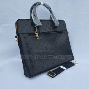 Sleek Black Louis Vuitton Briefcase/Laptop Bag