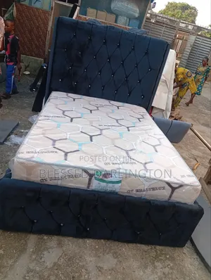 Luxury Dark Grey Upholstery Paded Frame With Mattress