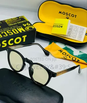 Luxury Moscot Branded Sunglasses Black Frame and Light Tinted Lenses.