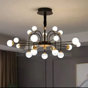 Luxury Sputnik Chandelier – Black Gold Multi-Globe Led Pendant Light