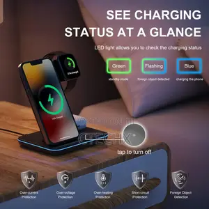 Minthouz 3 in 1 Wireless Fast Charger + 18w Adapter for Apple/Androiro