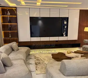 Modern Luxury Tv Console With Wall Panel Led Lighting