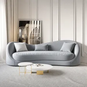 Premium Grey Sofa With Elegant Curved Backrest