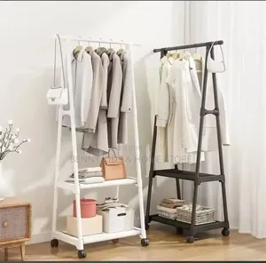 Modern Rolling Clothes Rack With Storage Shelves