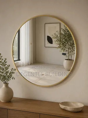 Luxury Gold Round Wall Mirror – Modern Bathroom Vanity Decor Mirror