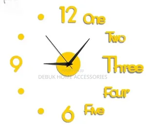 Acrylic 3d-Diy 50cm Wall Clock (Gold Colour)
