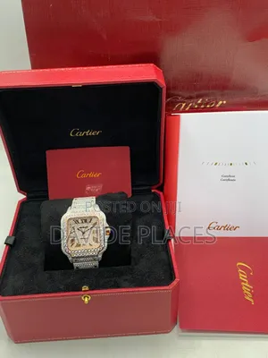 Original Fully Iced Cartier Santos De Cartier Blue Sapphire Wristwatch