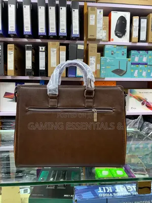 Premium Leather 15.6-Inch Laptop Bag - Brown