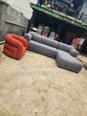 Modernized L-Shaped Sofa Fabric Chairs