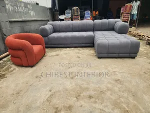 Modernized L-Shaped Sofa Fabric Chairs