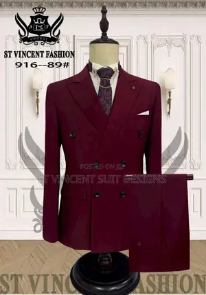 Plain Wine Doublebreasted Suit