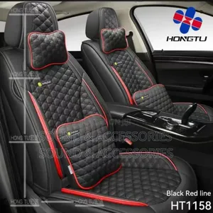Smilling Face Black+Redline Luxury 11d Car Seat Cover