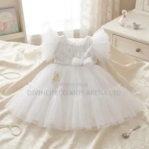 Baby Girl White Sequin Princess Ball Gown Party Dress