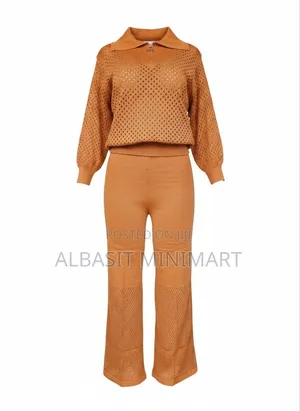 Mustard-Colored, Knitted Two-Piece Set