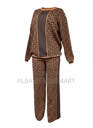 Brown and Black Knitted Tracksuit