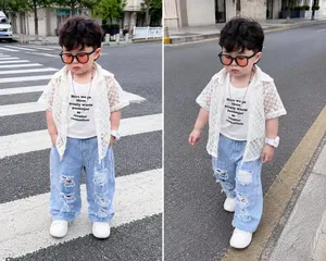 Children Net Jacket With Round Neck T Shirt as Inner