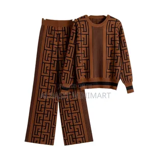 Brown and Black Knitted Tracksuit