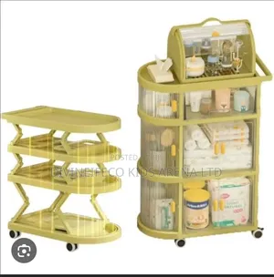 Foldable Multi-Functional Baby Storage Trolley With Wheels