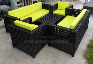 Modern Black Rattan Outdoor Sectional Sofa Set