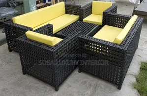 Modern Black Rattan Outdoor Sectional Sofa Set