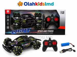 Jt Toys Light-Up Rc Stunt Car – 1:20 Scale 360° Rotating Remote Cont
