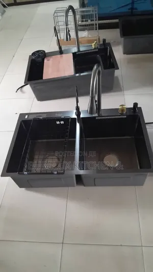 Luxury Gunmetal Black Sink Set | Double Bowl + Tap + Accessories