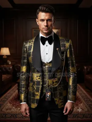 Gold With Black Lapel Ceremonial Suit